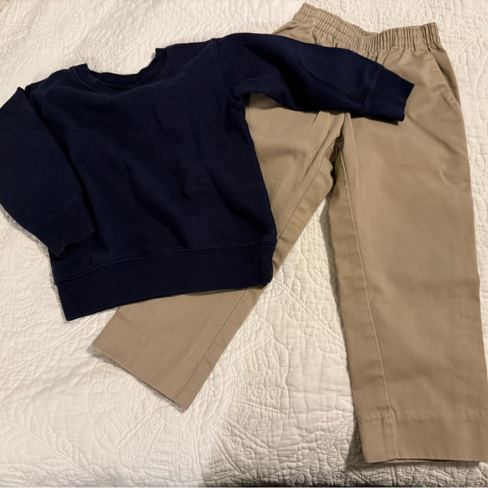Blue and Tan Casual Cotton Blend Bottoms Uniform size 3t - Picture 1 of 4
